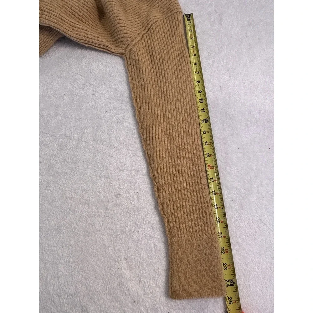 Free People Mustard Yellow Ribbed Knit Cropped Cardigan Sweater V-Neck Womens XS